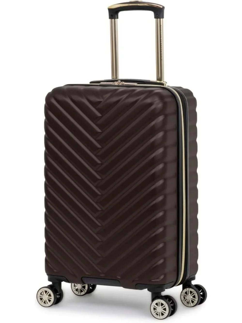 Lightweight Expandable Hardside Spinner Luggage, Chevron Design, 20-Inch, Brown
